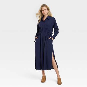 Women's Long Sleeve Cinch Waist Maxi Shirtdress - Universal Thread™