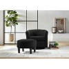 Black Swivel Accent Chair 360° Comfy Recliner Corduroy Arm Chair Single Sofa with Ottoman for Living Room Bedroom - 3 of 4