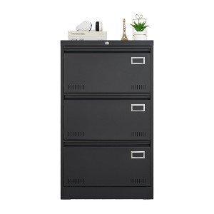 SeaCamel Black Locking Metal Lateral File Cabinet - 3 Drawer, Legal/Letter/A4/F4 Compatible for Home Office - 1 of 4