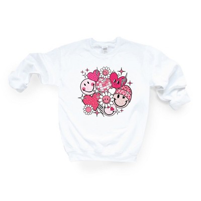 Simply Sage Market Women's Graphic Sweatshirt Pink Flower Hearts