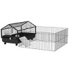 46'' Small Animal Cage with Foldable Run Area Rolling Wheels Ramps Water Bottle and Bowl for Rabbits - LAOTIES - 3 of 4