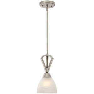 Possini Euro Design Milbury Satin Nickel Mini Pendant Light 6" Wide Modern White Alabaster Glass for Dining Room House Foyer Kitchen Island Entryway - 1 of 4