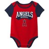 MLB Los Angeles Angels Infant Boys' 3pk White Bodysuit - 4 of 4