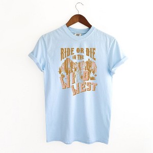 Simply Sage Market Women's Ride Or Die Wild West Short Sleeve Garment Dyed Tee - 1 of 2