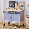 ROBOTIME Play Food and Toy Kitchens, Construction Workshop Set with Tool Accessories, Creative Learning Toy for Toddlers, Blue, 21"*11"*30" - 3 of 4