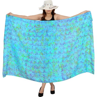 LA LEELA Women's Bikini Skirt Sarong Swimsuit Cover up Summer Wraps Bathing suit Swimwear Beach Wrap Skirts for Women One Size Blue, Abstract