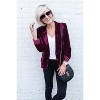 Coolmee Women's Long Sleeve Blazers Button Down Cardigan Jackets Work Office Blazers Notched Lapel Collar Casual Slim Fit Velvet Blazers XL Red - 3 of 3