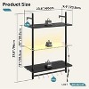 Bestier 24" Floating Shelves with LED Lights, 3-Tier Wall-Mounted Glass Shelves with Hooks for Living Room, Kitchen, Bathroom - 2 of 4