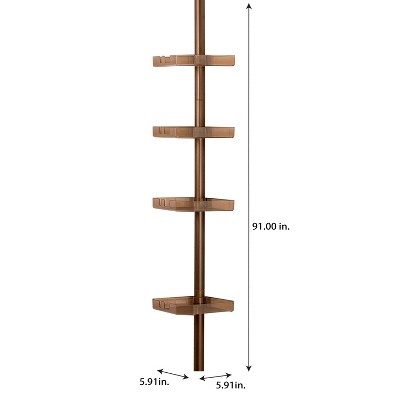 Bronze 4-Tier Adjustable Tension Corner Shower Caddy