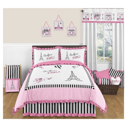 Pink Black Paris Comforter Set Full Queen Sweet Jojo Designs