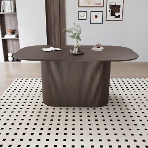 GDFStudio Isla Modern Wooden Dining Table with Striped Leg - 1 of 4
