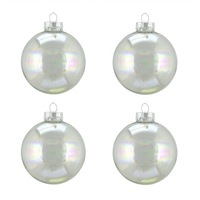 Northlight 4ct Shiny Iridescent Glass Ball Christmas Ornament Set 2.5" - Clear