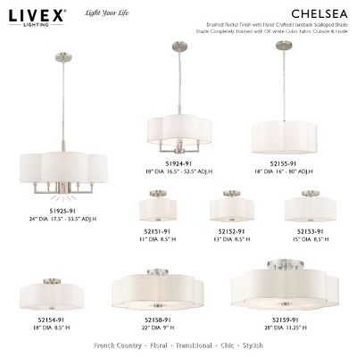 Chelsea Clover-Shaped 6-Light Brushed Nickel Pendant Chandelier