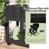 KTMBDW  Mini Patio Greenhouse, 35''x17''x37'' Wood Plant Green House with 2 Doors and Wheels, Raised Bed with Liner for Indoor Outdoor Use - 3 of 4