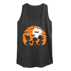 Women's - Peanuts - Trick Or Treat Silhouettes Graphic Racerback Tank - 1 of 4
