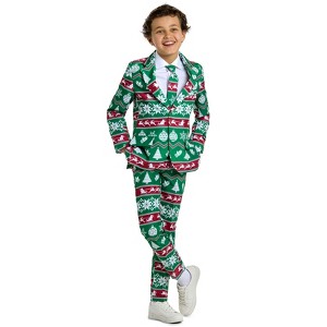 Suitmeister Boys Christmas Suit - Christmas Green Nordic - Green - 1 of 4