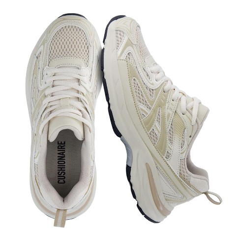 Женские кроссовки CUSHIONAIRE Sonic Casual Womens Walking Sneakers, Comfortable Lace-Up Chunky Tennis Shoes for Women with Memory Foam, Natural 9