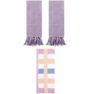 REGALWOVEN 3 Packs Cotton Absorbent Soft Decorative Bathroom Hand Towel Set - 1 of 4