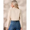 Women’s Cropped Blazer Business Casual Open Front Long Sleeve One Button Jacket - 3 of 4