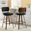 Bekrvio 26"/29" Mid-Century Modern Swivel Bar Stools Set of 1/2/3/4- Faux Leather Upholstered with Back and Bent Wood Legs,Ideal for Kitchen Island - 2 of 4