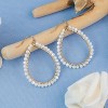 White Earrings for Women, White Hoop Earrings with Dangle Beads As Summer Jewelry, Boho Dangling Jewelry with Sparkly Crystal As Cowgirl Accessories - 4 of 4