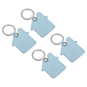 Unique Bargains PU Leather Keychain Blanks with Key Rings for DIY Laser Engraving 4 Pcs - 1 of 4