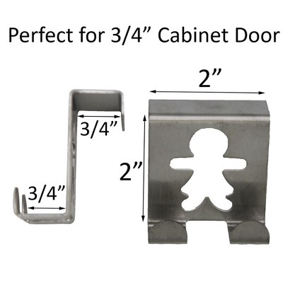 Stainless Steel Silver Over Cabinet Door Hooks Set