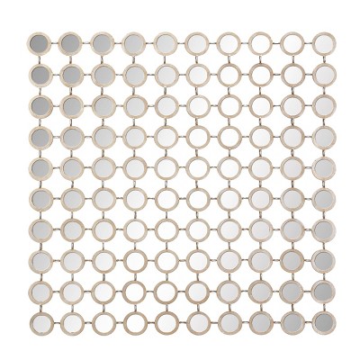 Metal Wall Mirror with Grid Pattern Gold - Olivia & May: Contemporary Square, Luxury Glam Decor