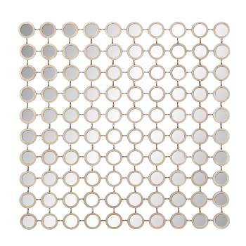 Metal Wall Mirror with Grid Pattern Gold - Olivia & May