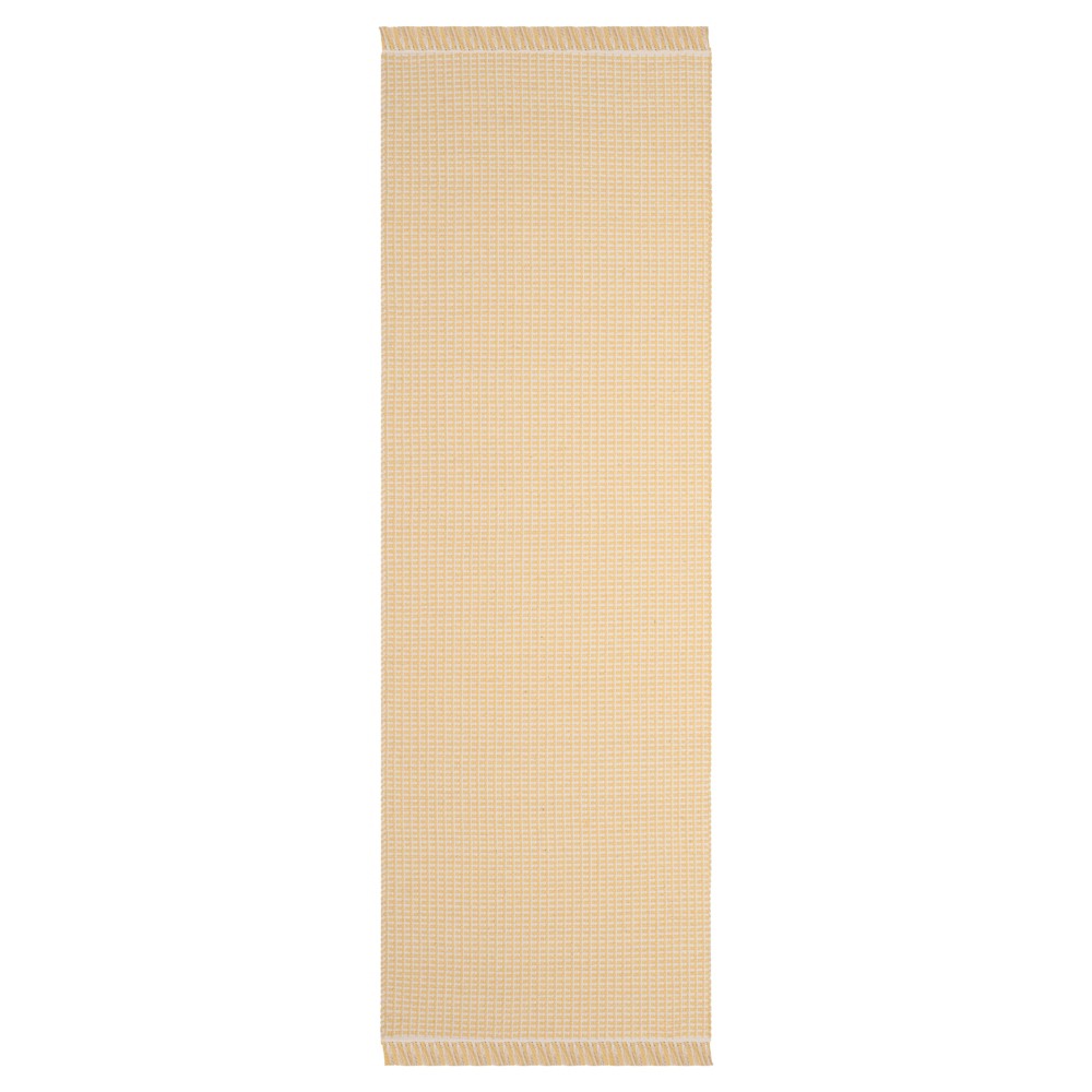 2'3inx8' Runner Ivory/Yellow Stripe Flatweave Woven - Safavieh