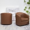 KINWELL 29" Wide Tufted PU Leather Swivel Barrel Chair (Set of 2) - 4 of 4