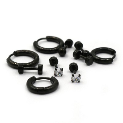 Slate by Rebl 5-Pack Hoop & Stud Screwback Earring Set Stainless Steel