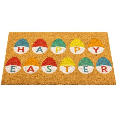 Colorful Coir Happy Easter Egg Outdoor Doormat 18" x 30"
