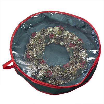 Home Basics Textured PVC 25" Christmas Wreath Bag, Green