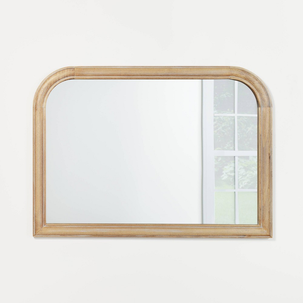 36" x 26" Wooden Mantel Decorative Wall Mirror Natural - Threshold™ designed with Studio McGee