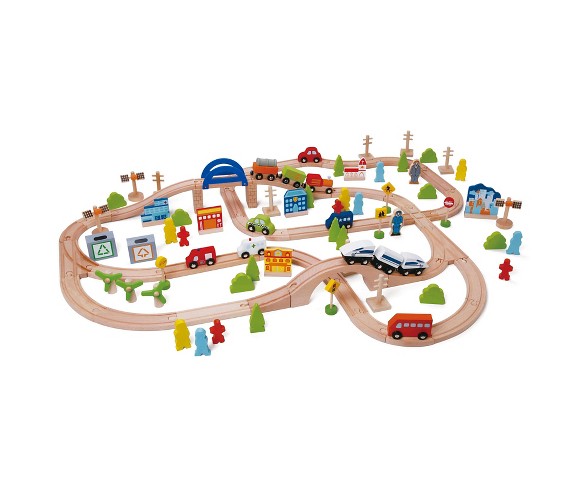 Classic World Wood 110 Piece Train Set