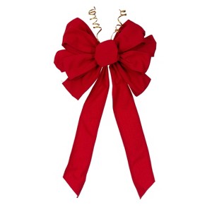 Vickerman 12"x18" Red Canvas 11-Loop Hand Tied UV Bow - 1 of 1