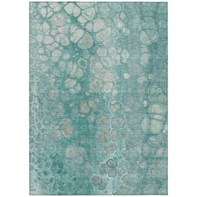 HomeRoots 10' X 14' Aqua And Silver Abstract Washable Indoor Outdoor Area Rug