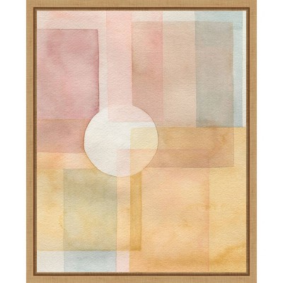 Glow And Peep I Abstract Pastel Canvas Wall Art with Maple Frame