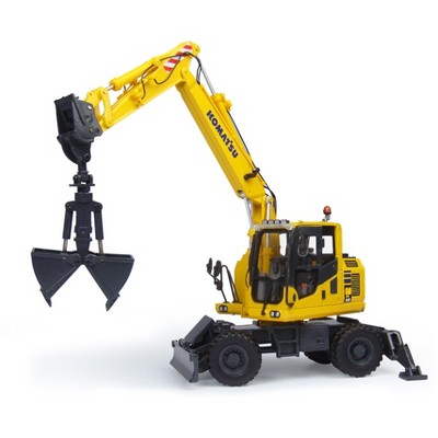 Komatsu PW148-10 Wheeled Excavator with Clamshell Bucket 1/50 Diecast Model by Universal Hobbies