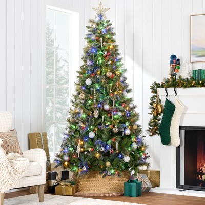 6ft Pre-Lit Cashmere Pine Christmas Tree with Multicolor LED Lights