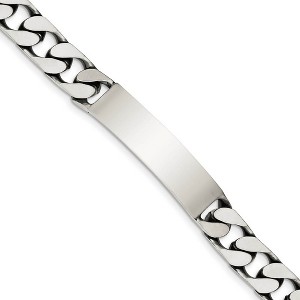 Black Bow Jewelry Mens 10mm Antiqued Sterling Silver Engravable Curb Link I.D. Bracelet - 1 of 4