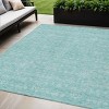 Aqua And Ivory Floral Washable Indoor Outdoor Area Rug - 2 of 4
