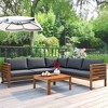 SKRAN Outdoor Sofa Set with Cushions Exotic design,Water-resistant and UV Protected texture wood Strong Metal Accessories (Gray) - 4 of 4
