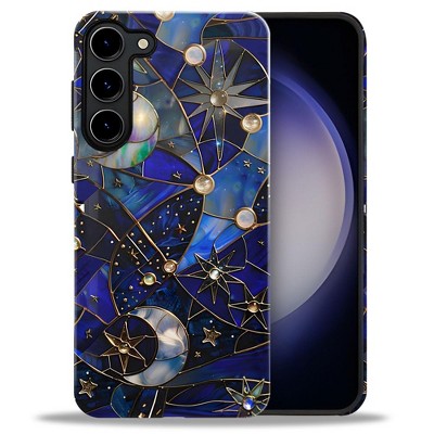 BONGEEK Case Compatible with Samsung Galaxy S23,Scratch Resistant Hybrid 2-Layer Hard Shell Bright Phone Case,Celestial Starry Night Moon Stars