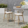 Christopher Knight Home Damon Outdoor 26" Aluminum and Rattan Counter Stools with Scallop-shaped Backrest (Set of 2) - 2 of 4