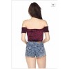 Women's Velvet Off the Shoulder Crop Top - Blue Blush - 2 of 2