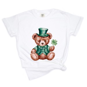 St. Patrick's Bear Clover - Women's Garment Dyed Graphic T-Shirt - 1 of 4