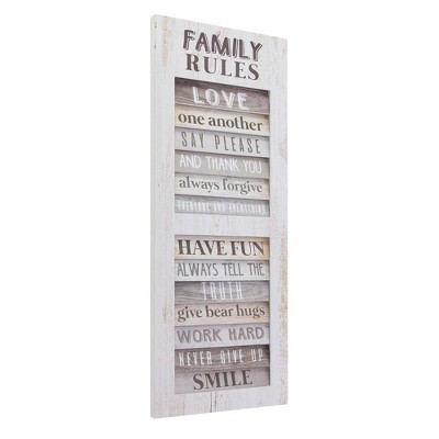 Family Rules Inspirational Shutter Window Plaque Farmhouse Wall Sign Panel - Crystal Art Gallery