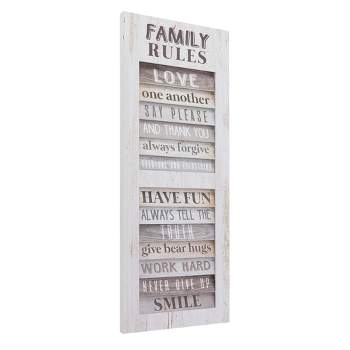 Family Rules Inspirational Shutter Window Plaque Farmhouse Wall Sign Panel - American Art Decor